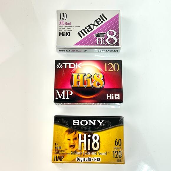 Lot of 3 Hi8 Digital8 Cassette Tapes Blank Video Cassette Sony/TDK/Maxell NEW